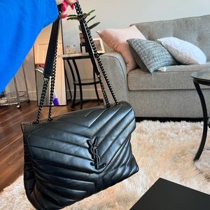 Black Saint Laurent Loulou leather shoulder bag